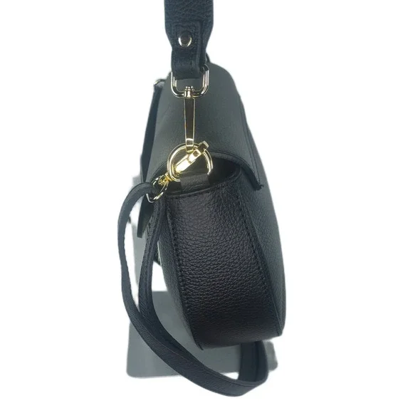 Charlie Leather Adeluccina Black Leather & Fur SM/Med Shoulder Bag/Crossbody-NWT - Picture 5 of 13